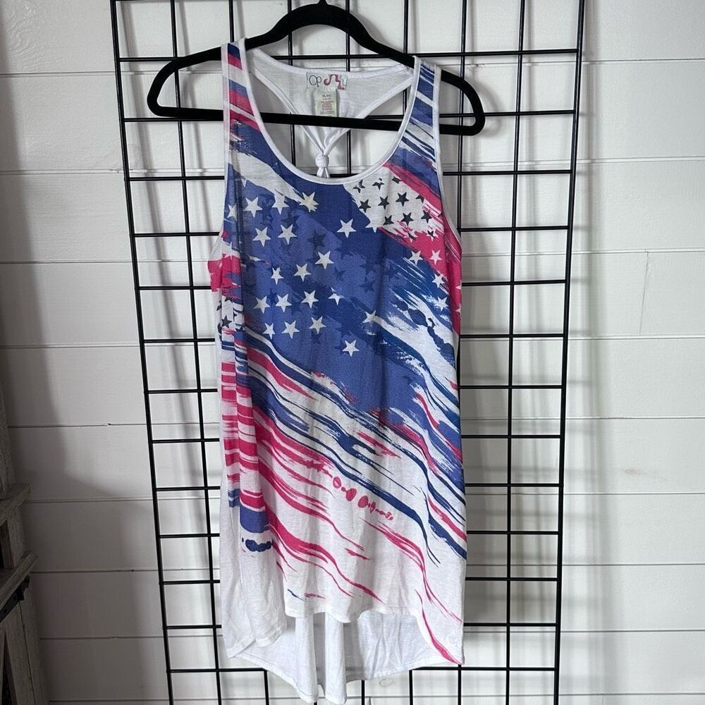 Vintage OP Ocean Pacific American Flag Racerback Dress Womens XL Red Blue Olympi